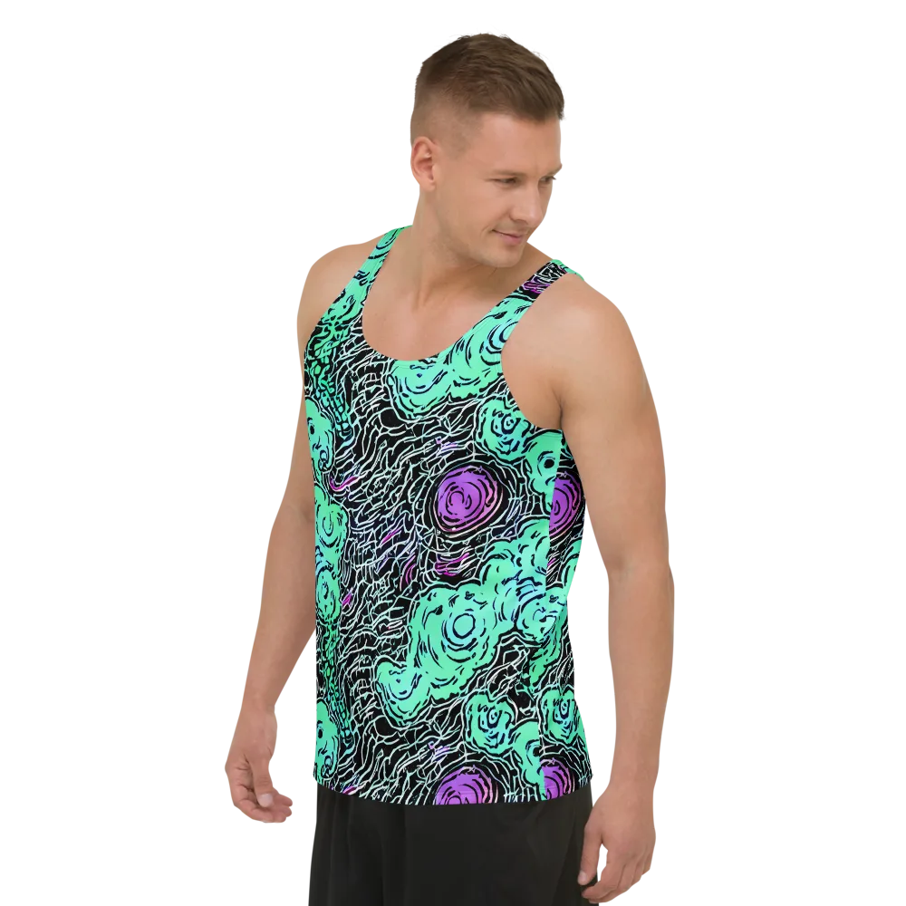 Neon Bloom Static on Men's Tank Top — Left Front