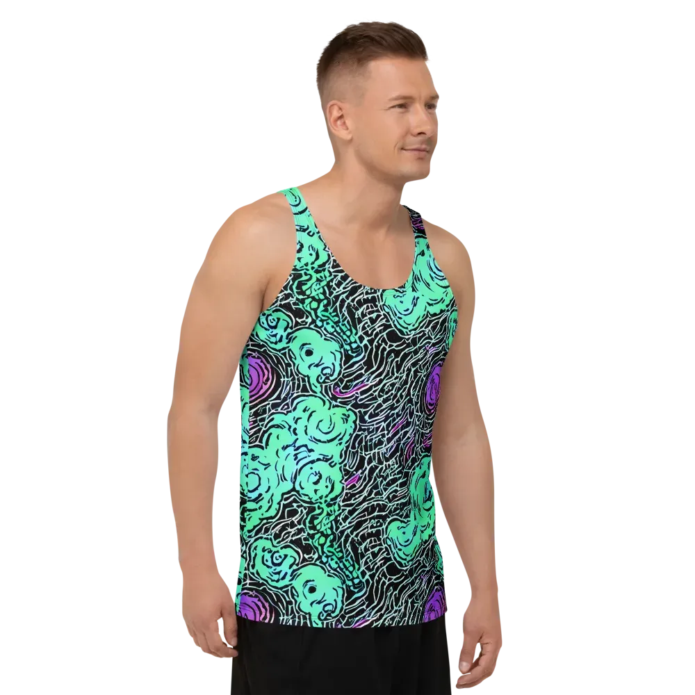 Neon Bloom Static on Men's Tank Top — Right Front