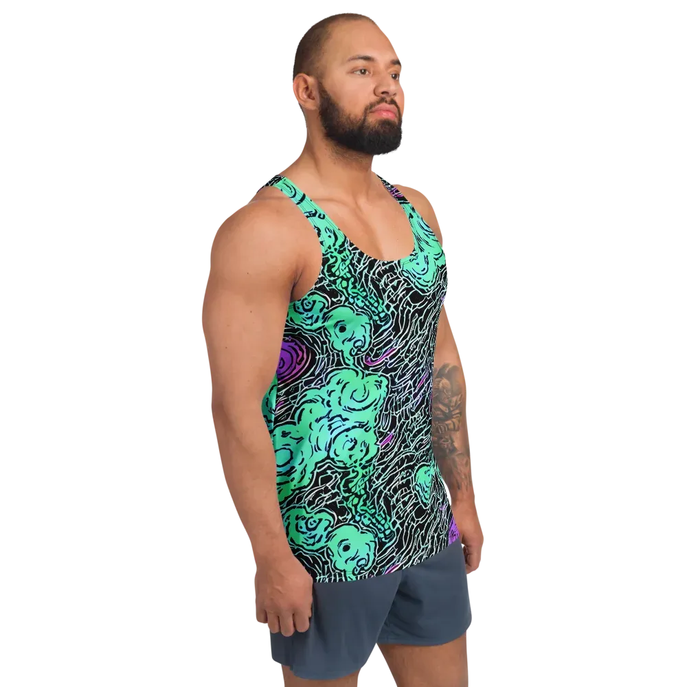 Neon Bloom Static on Men's Tank Top — Right Front