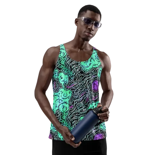 Neon Bloom Static on a Men's Tank Top