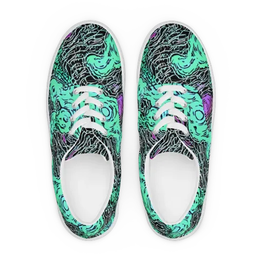 Neon Bloom Static on a Men's Lace-Up Canvas Shoes