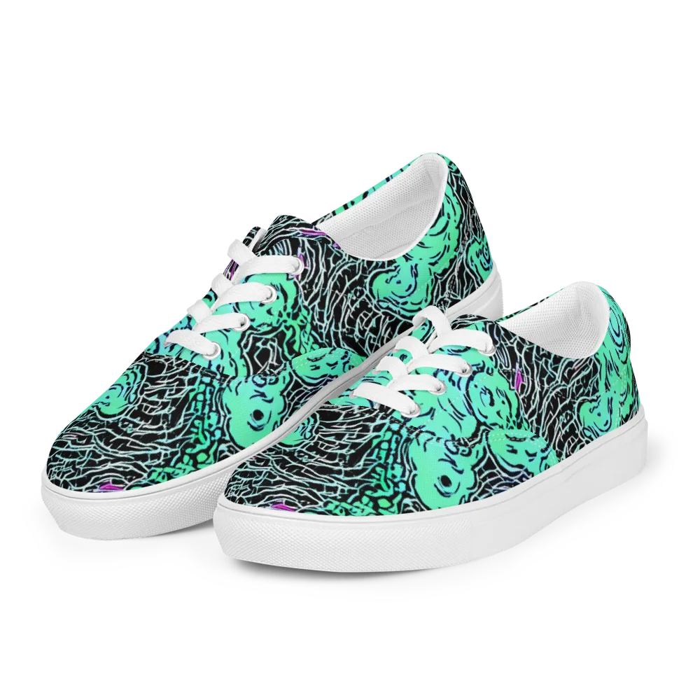 Neon Bloom Static on Men's Lace-Up Canvas Shoes — Left Front
