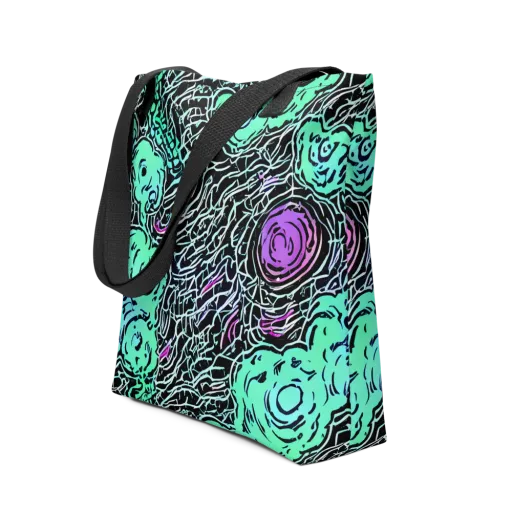 Neon Bloom Static on a Tote Bag