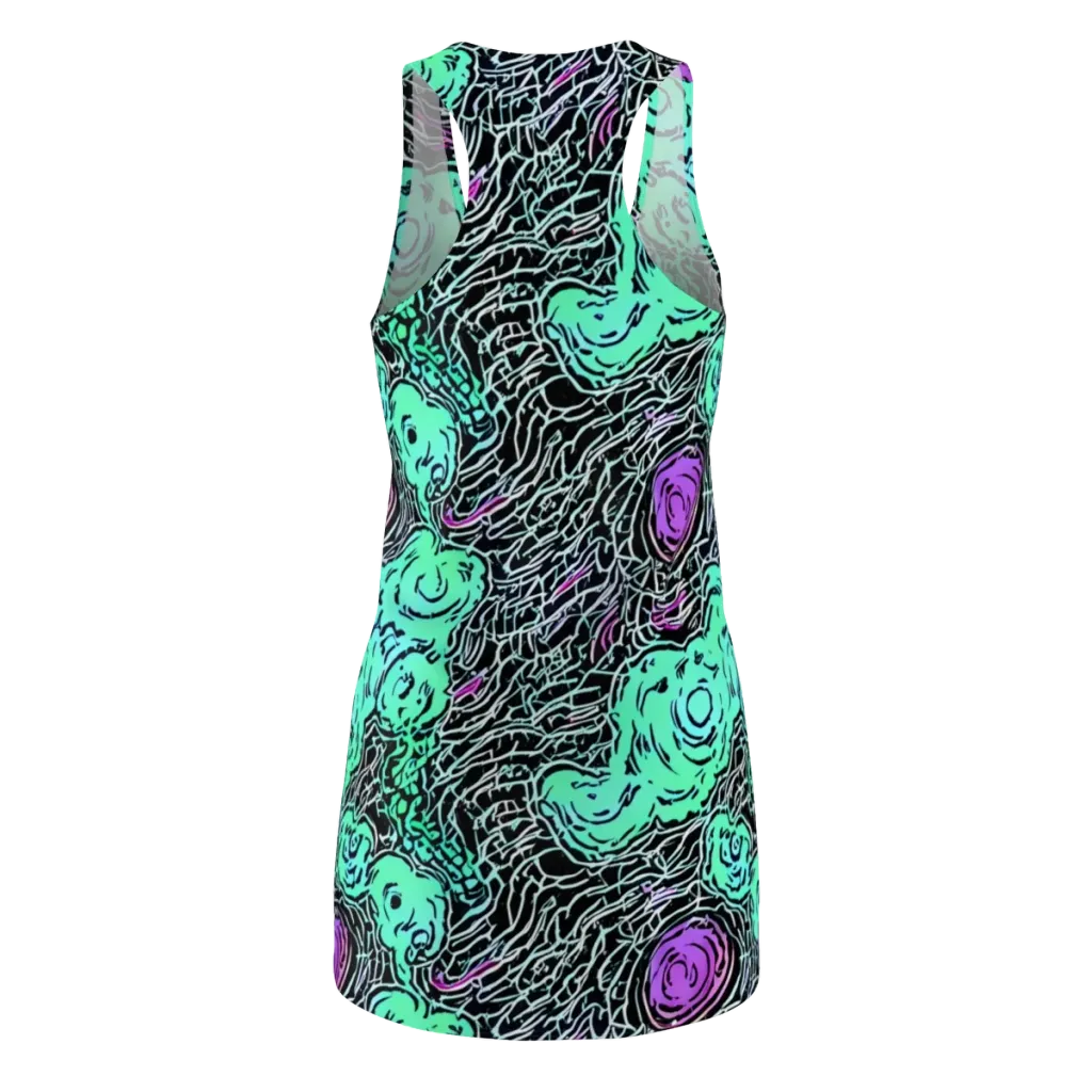 Neon Bloom Static on Racerback Dress — Back