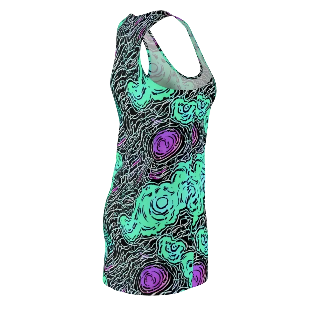 Neon Bloom Static on Racerback Dress — Back Side