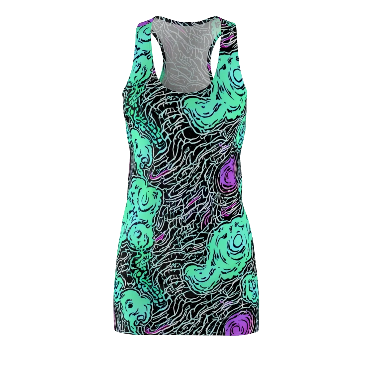 Neon Bloom Static on Racerback Dress — Front