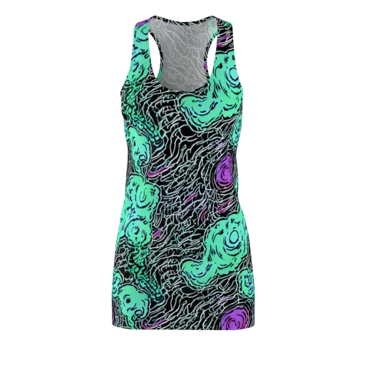 Neon Bloom Static on a Racerback Dress