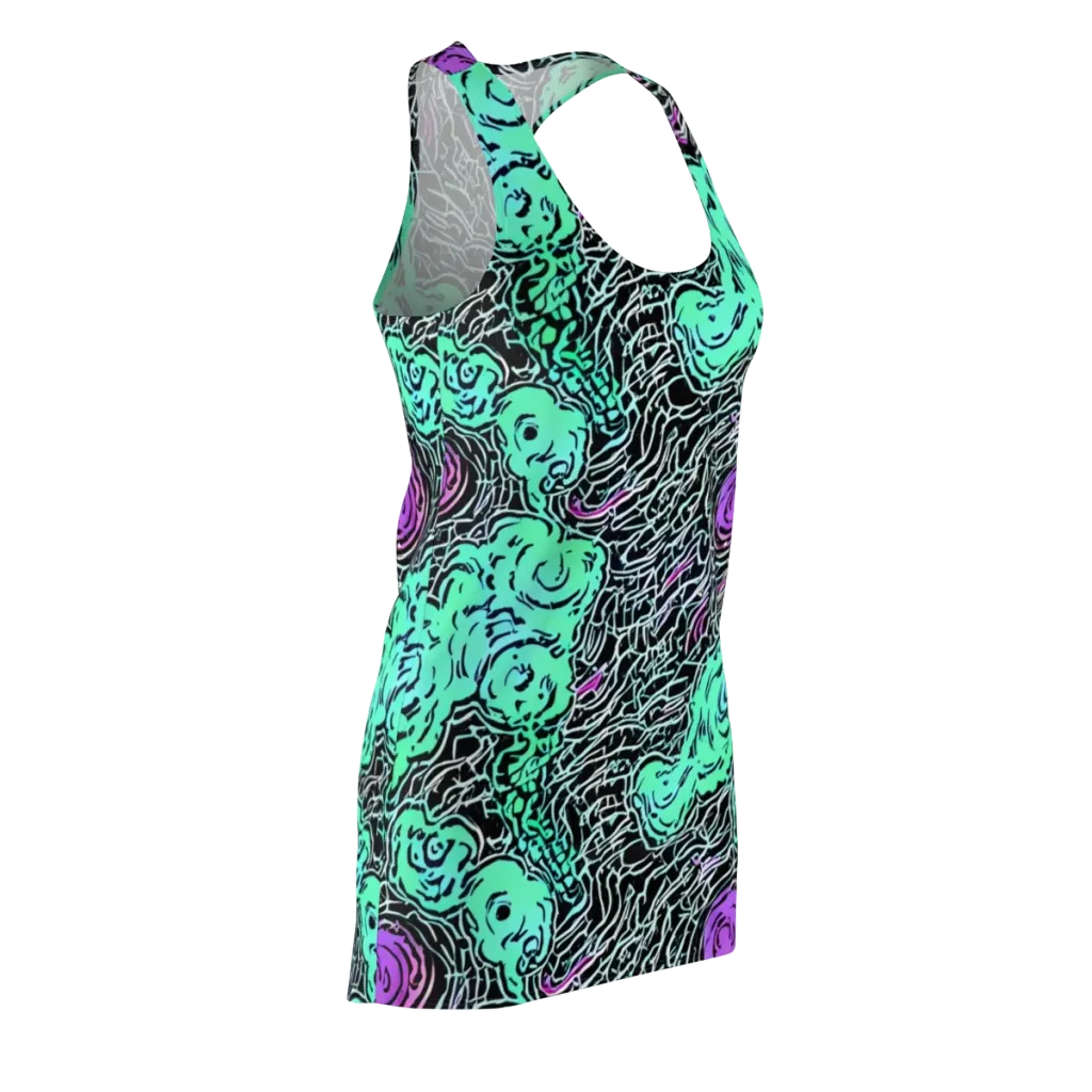 Neon Bloom Static on Racerback Dress — Front Side