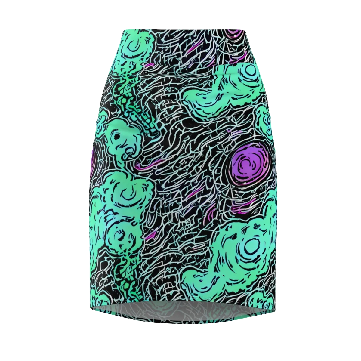 Neon Bloom Static on Pencil Skirt — Front