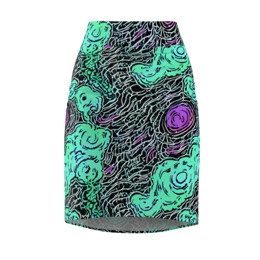 Neon Bloom Static on a Pencil Skirt