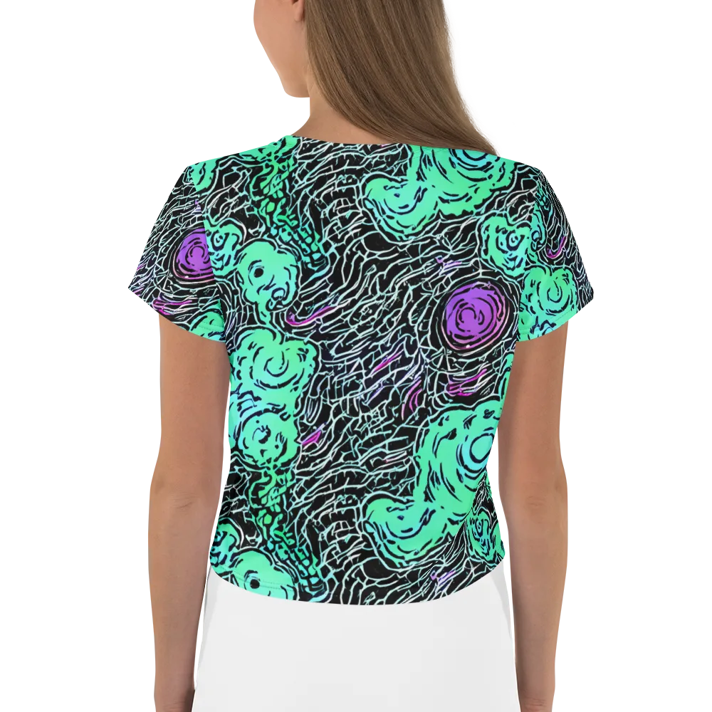Neon Bloom Static on Crop Tee — Back