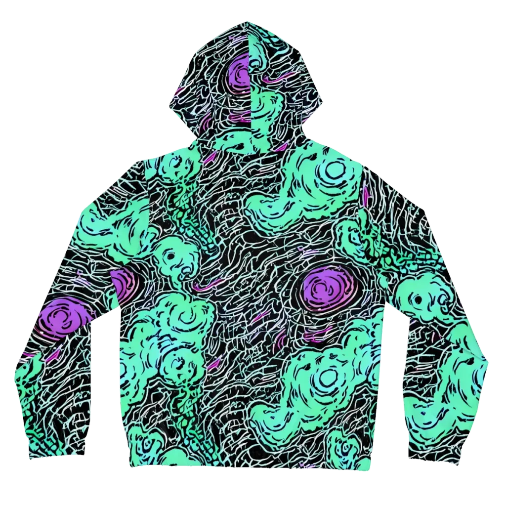 Neon Bloom Static on Women's Full-Zip Hoodie — Back