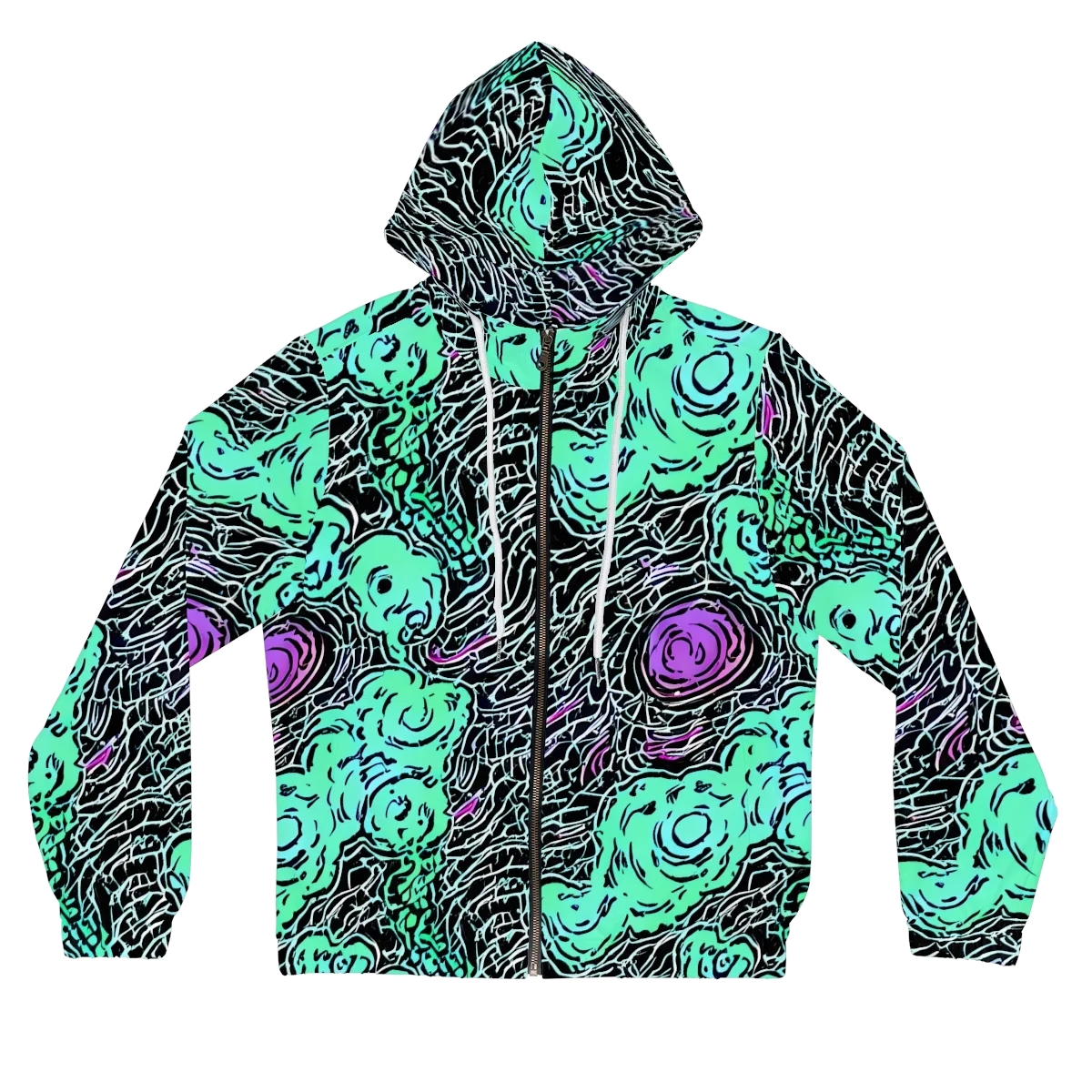 Neon Bloom Static on Women's Full-Zip Hoodie — Front