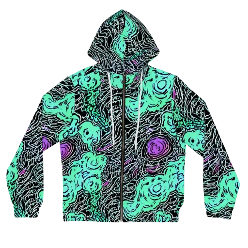 Neon Bloom Static on a Women's Full-Zip Hoodie