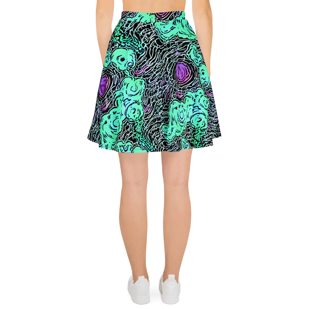 Neon Bloom Static on Skater Skirt — Back