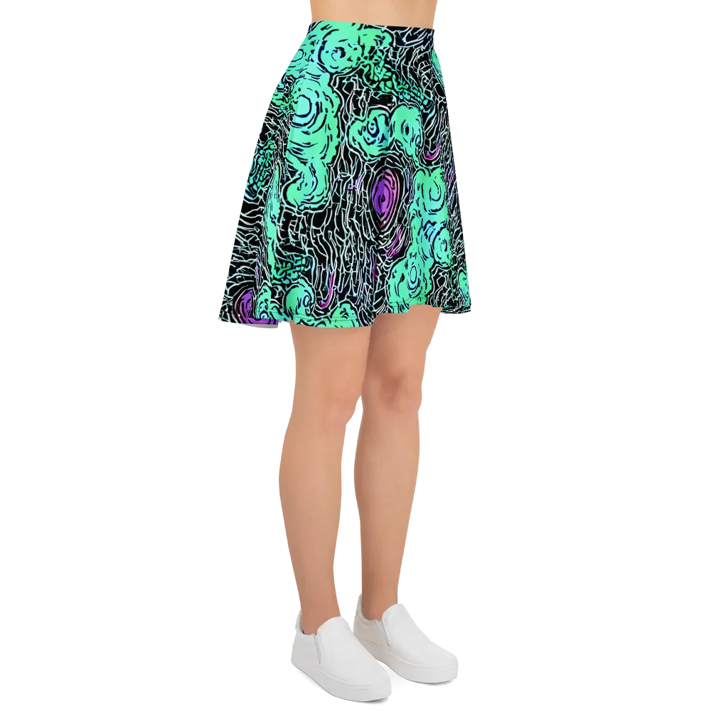 Neon Bloom Static on Skater Skirt — Right