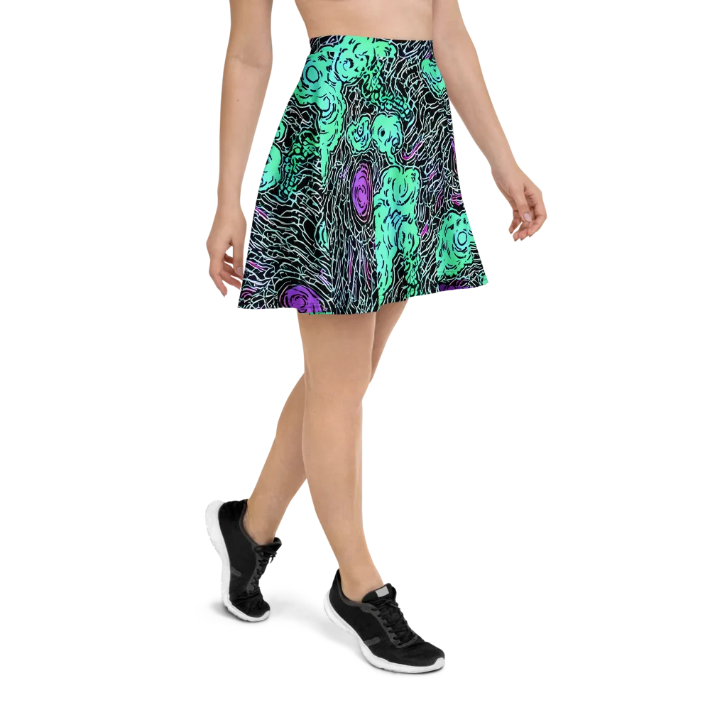 Neon Bloom Static on Skater Skirt — Right