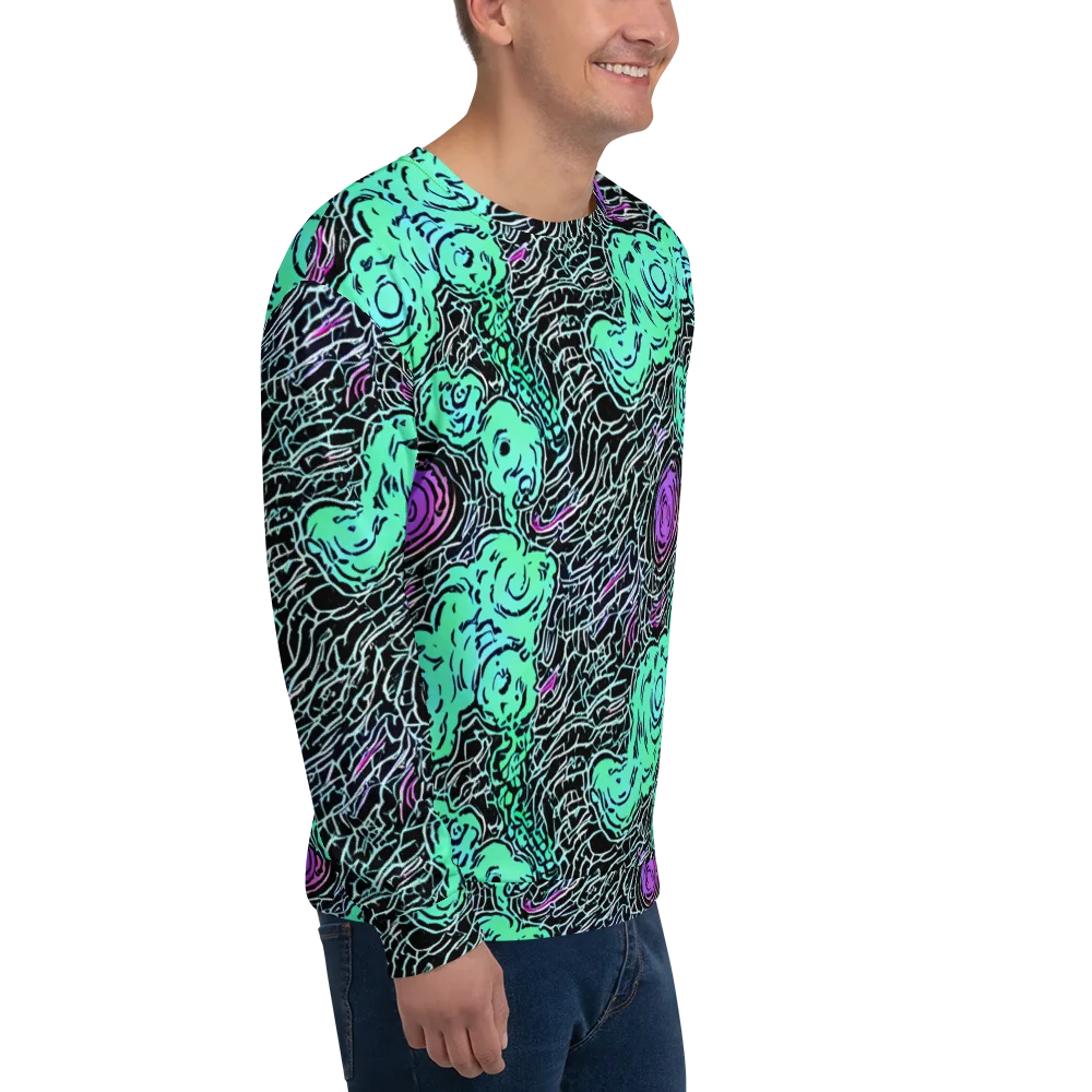 Neon Bloom Static on Sweatshirt — Right Front
