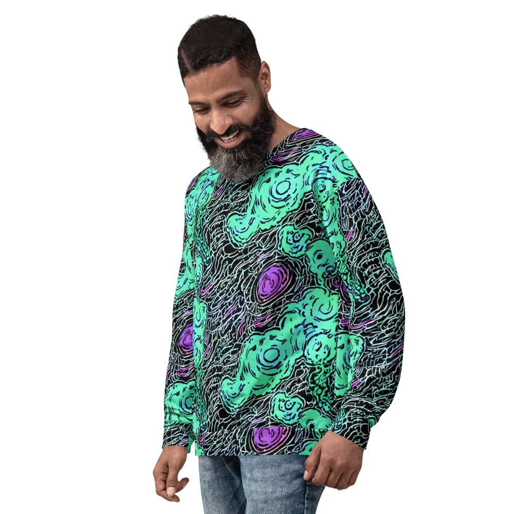 Neon Bloom Static on Sweatshirt — Left Front