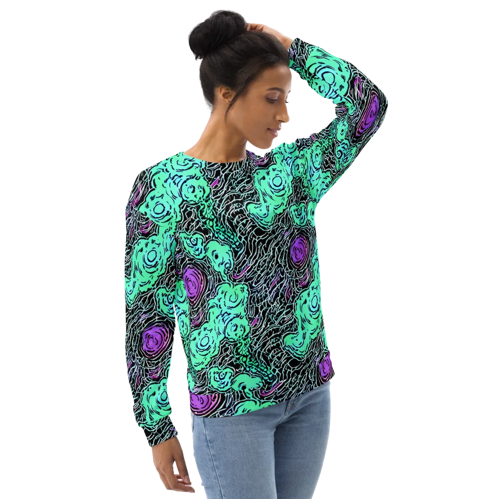 Neon Bloom Static on Sweatshirt — Right Front