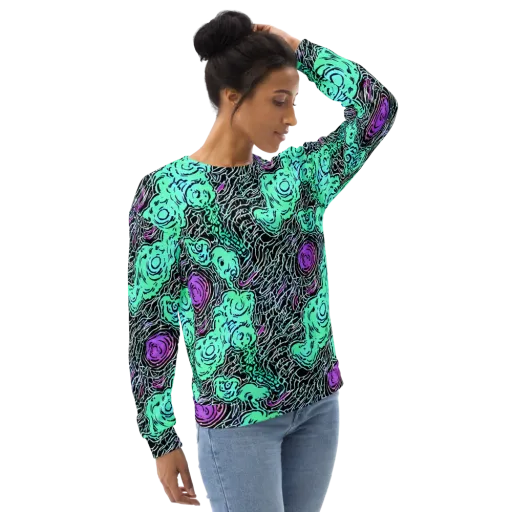 Neon Bloom Static on a Sweatshirt