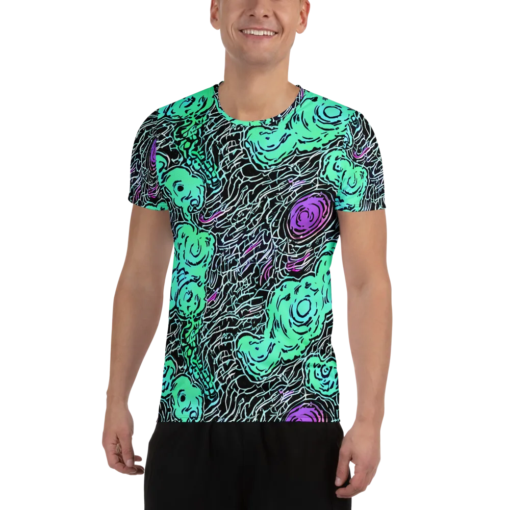Neon Bloom Static on Men's Athletic T-Shirt — Front