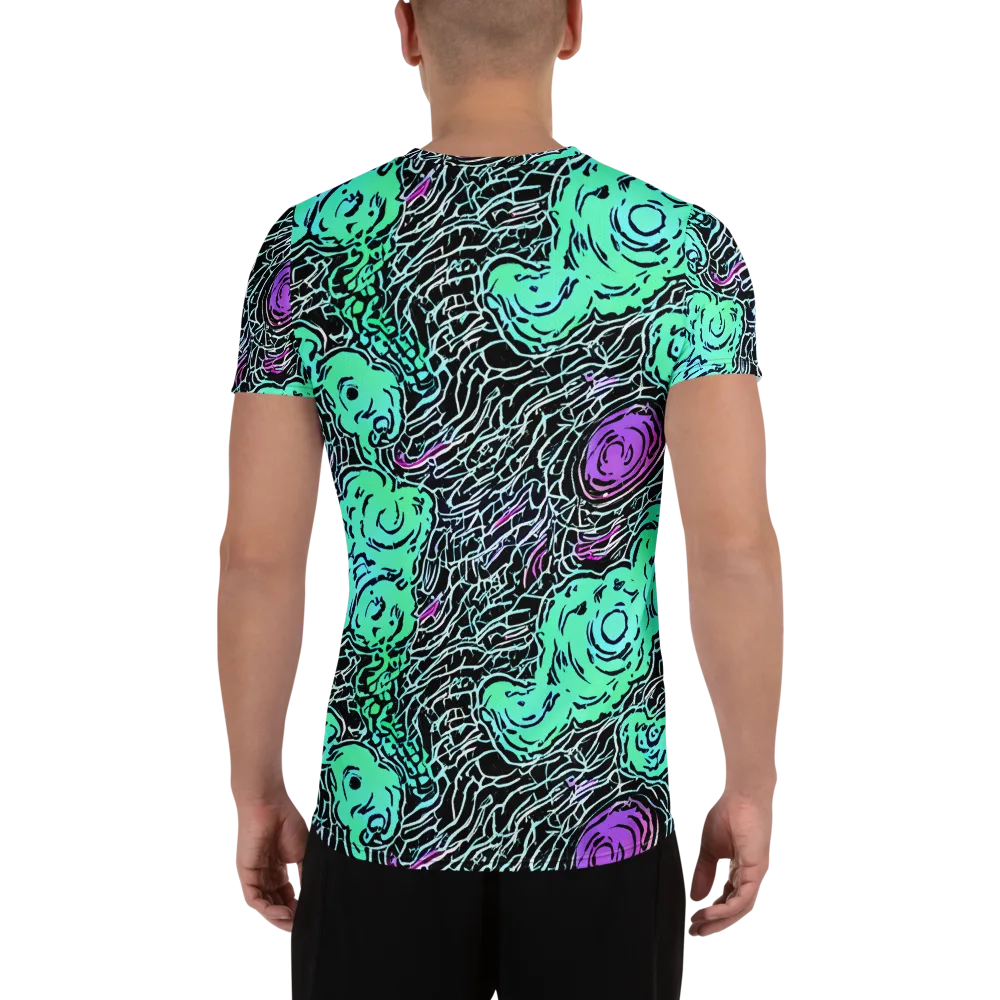 Neon Bloom Static on Men's Athletic T-Shirt — Back