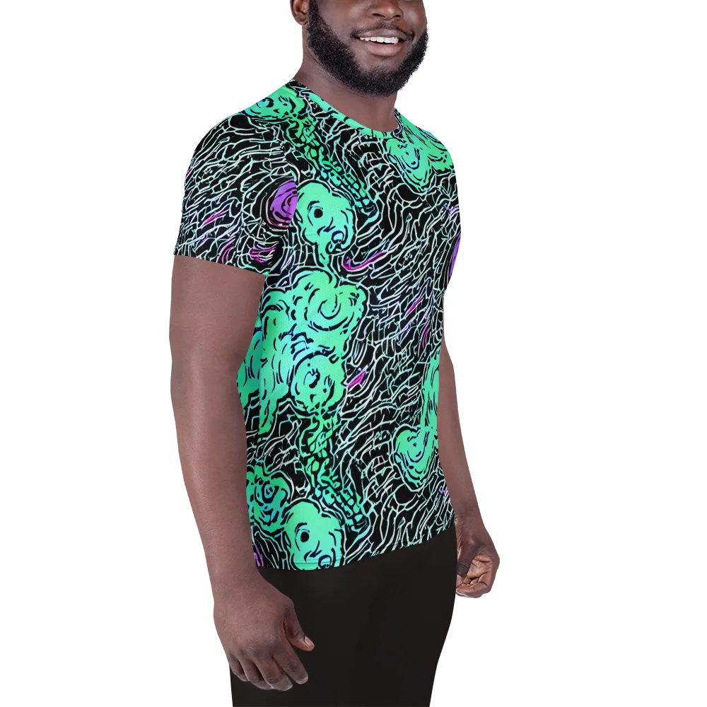 Neon Bloom Static on Men's Athletic T-Shirt — Right