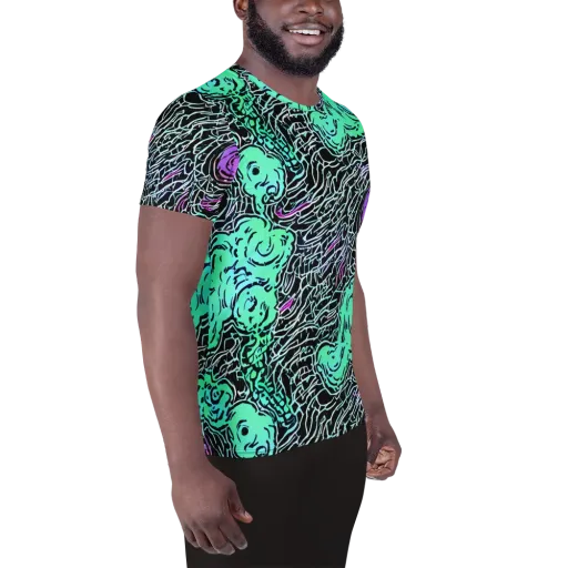 Neon Bloom Static on a Men's Athletic T-Shirt