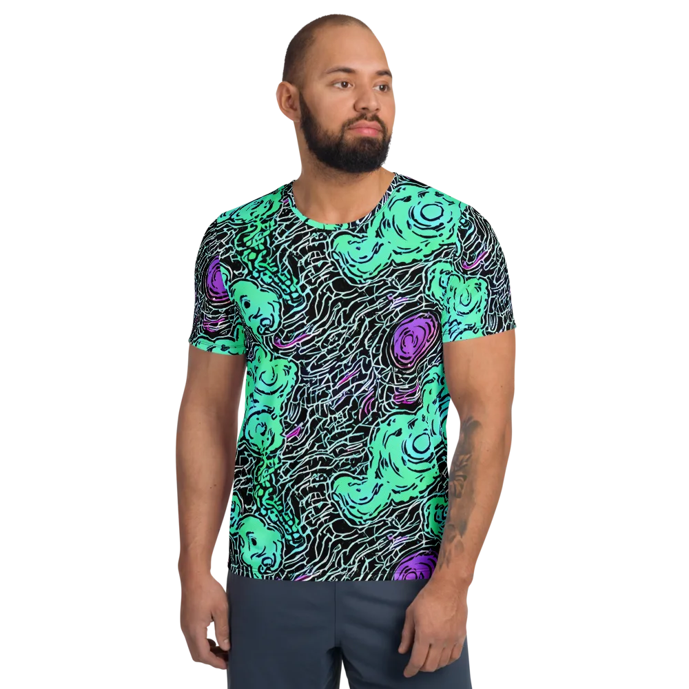 Neon Bloom Static on Men's Athletic T-Shirt — Front