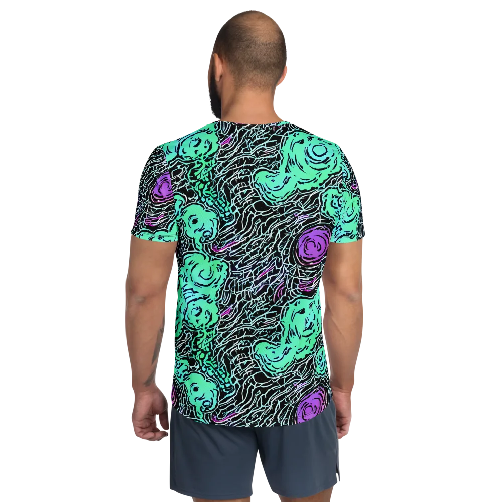 Neon Bloom Static on Men's Athletic T-Shirt — Back