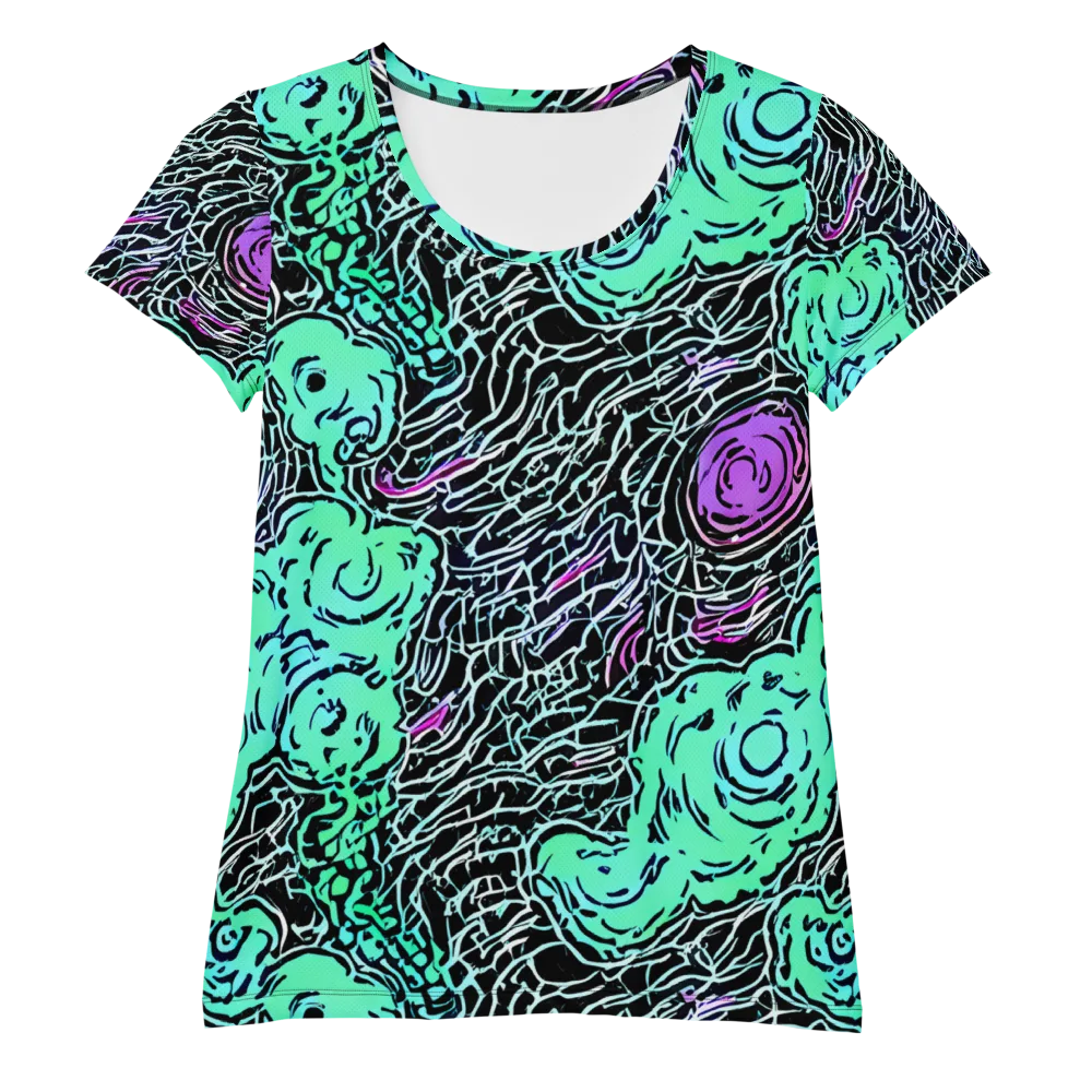 Neon Bloom Static on Women's Athletic T-Shirt — Front