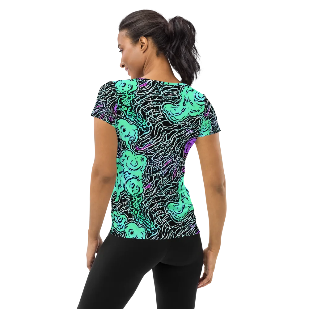 Neon Bloom Static on Women's Athletic T-Shirt — Back