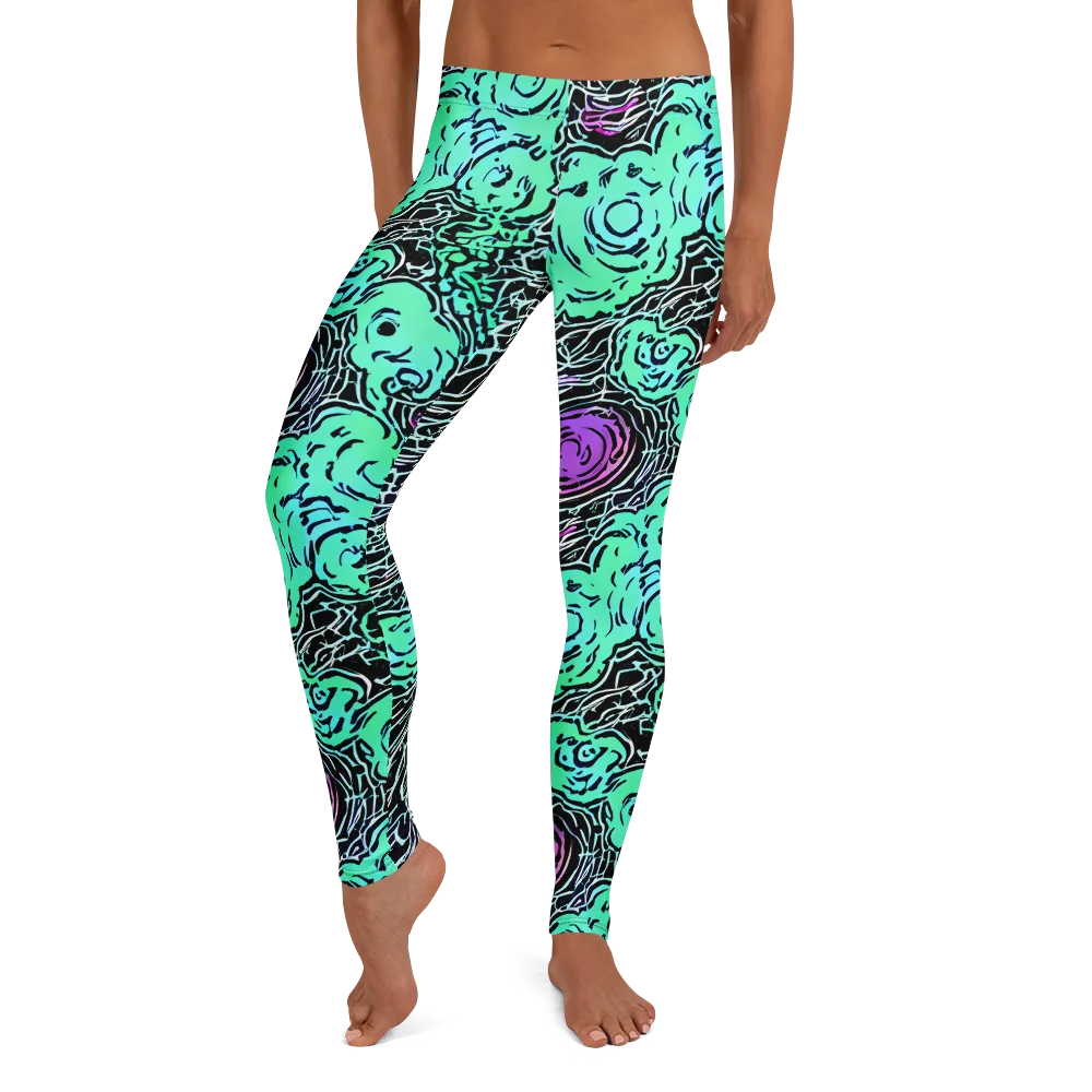 Neon Bloom Static on Leggings — Front