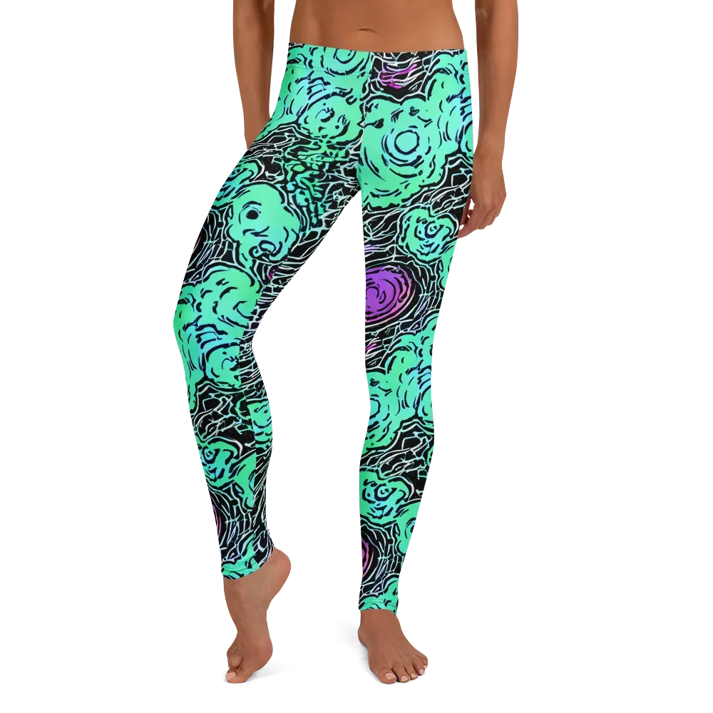 Neon Bloom Static on Leggings — Front