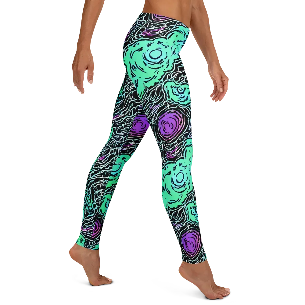 Neon Bloom Static on Leggings — Right