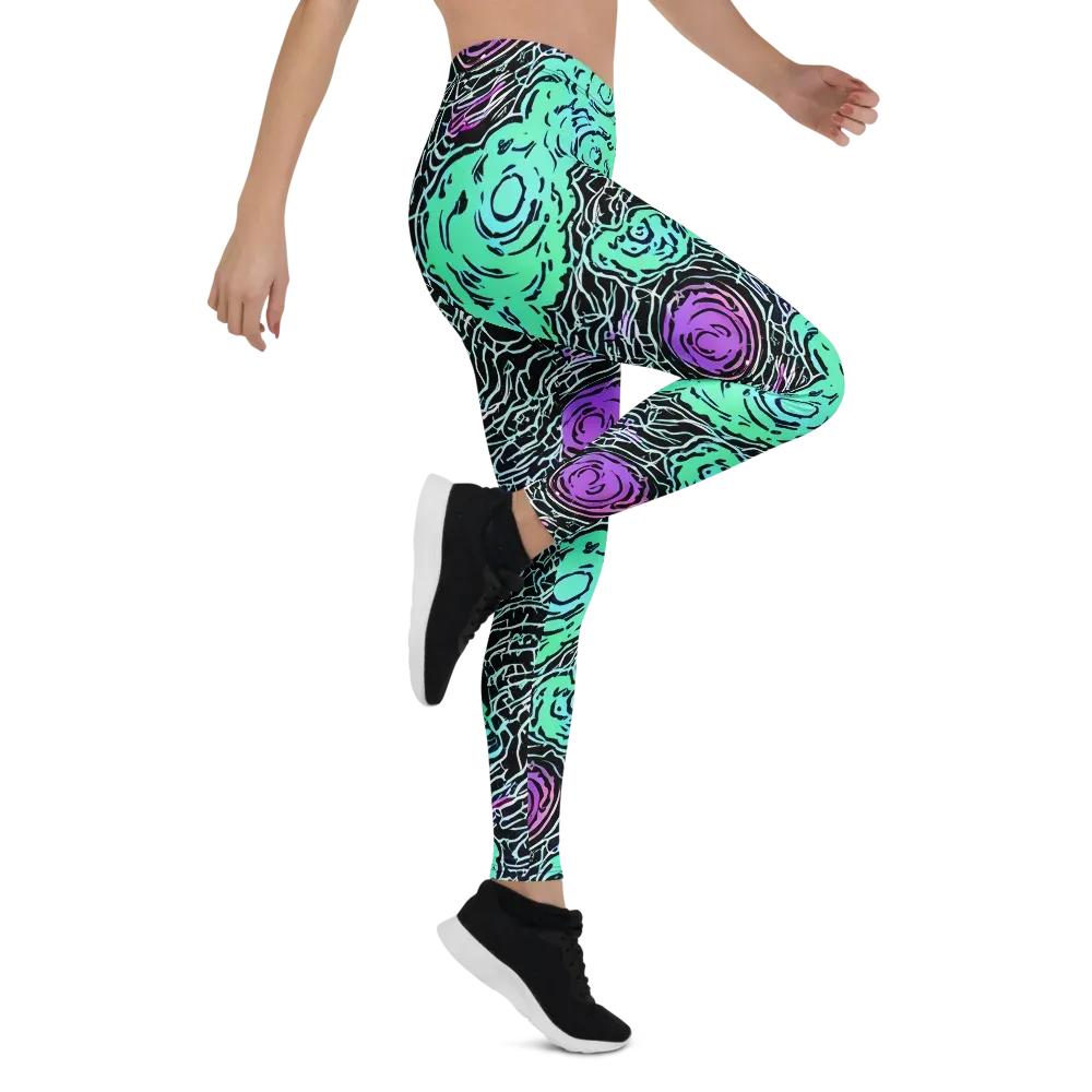 Neon Bloom Static on Leggings — Right