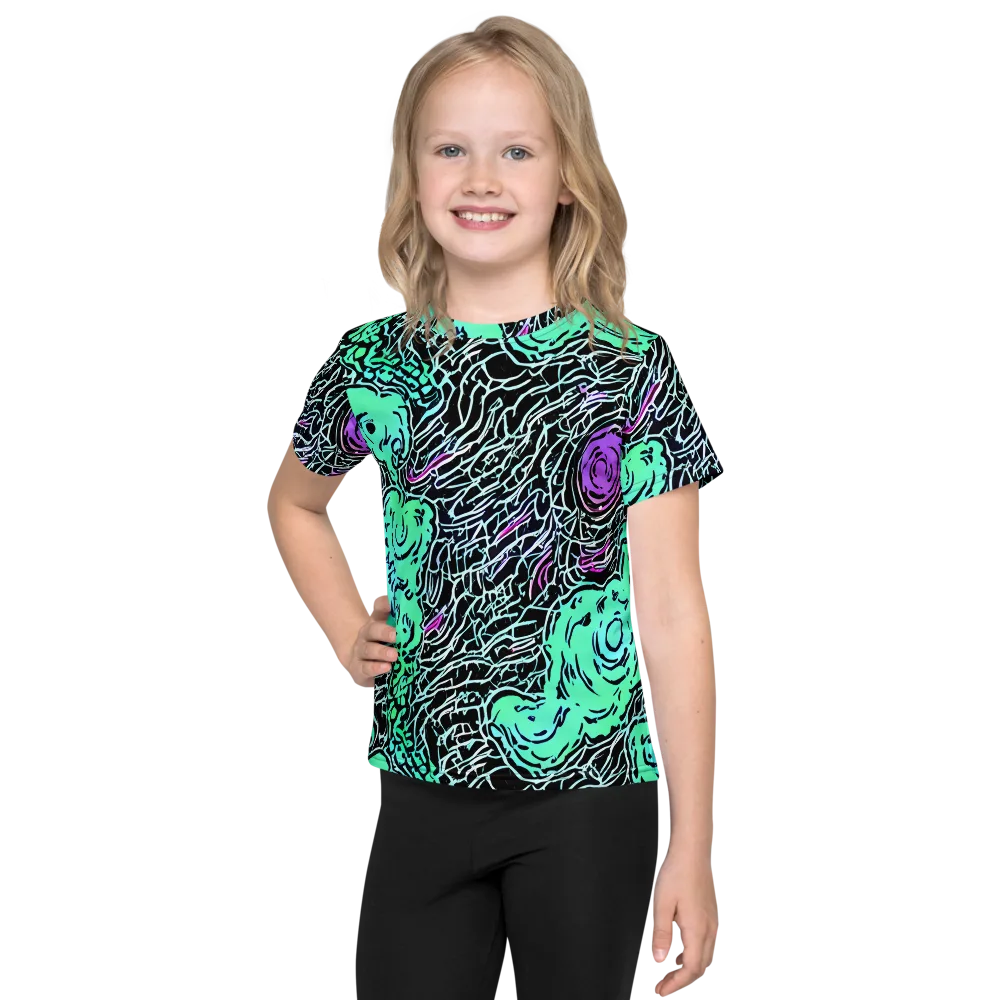 Neon Bloom Static on Kids Crew Neck T-Shirt — Front