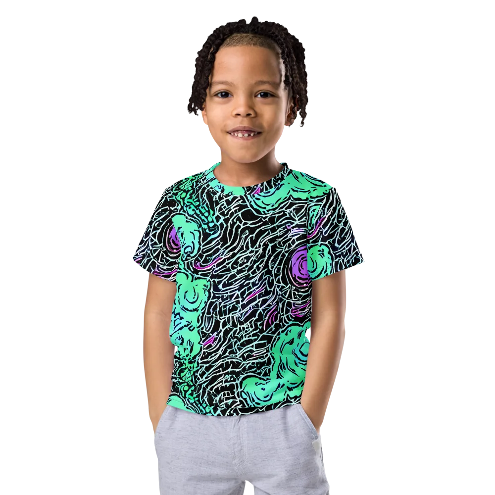 Neon Bloom Static on Kids Crew Neck T-Shirt — Front