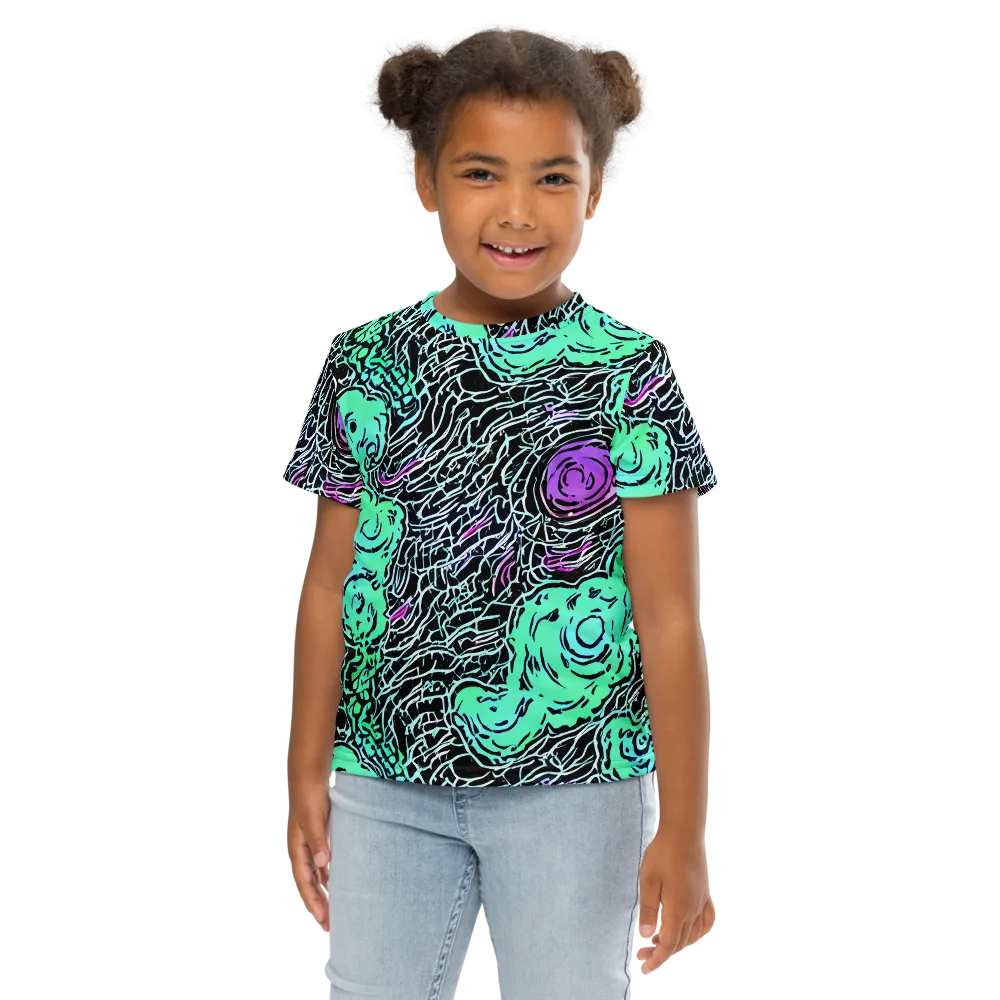 Neon Bloom Static on Kids Crew Neck T-Shirt — Front