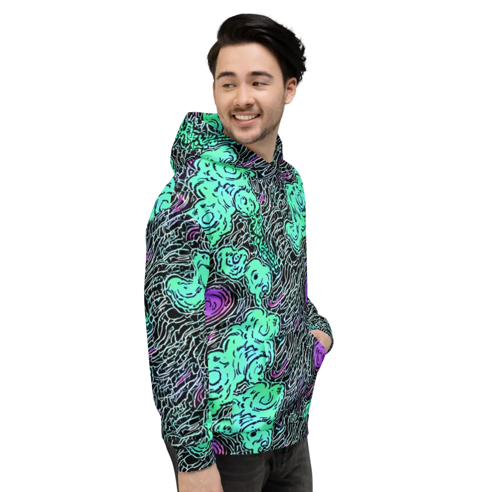 Neon Bloom Static on Hoodie — Right
