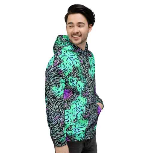 Neon Bloom Static on a Hoodie