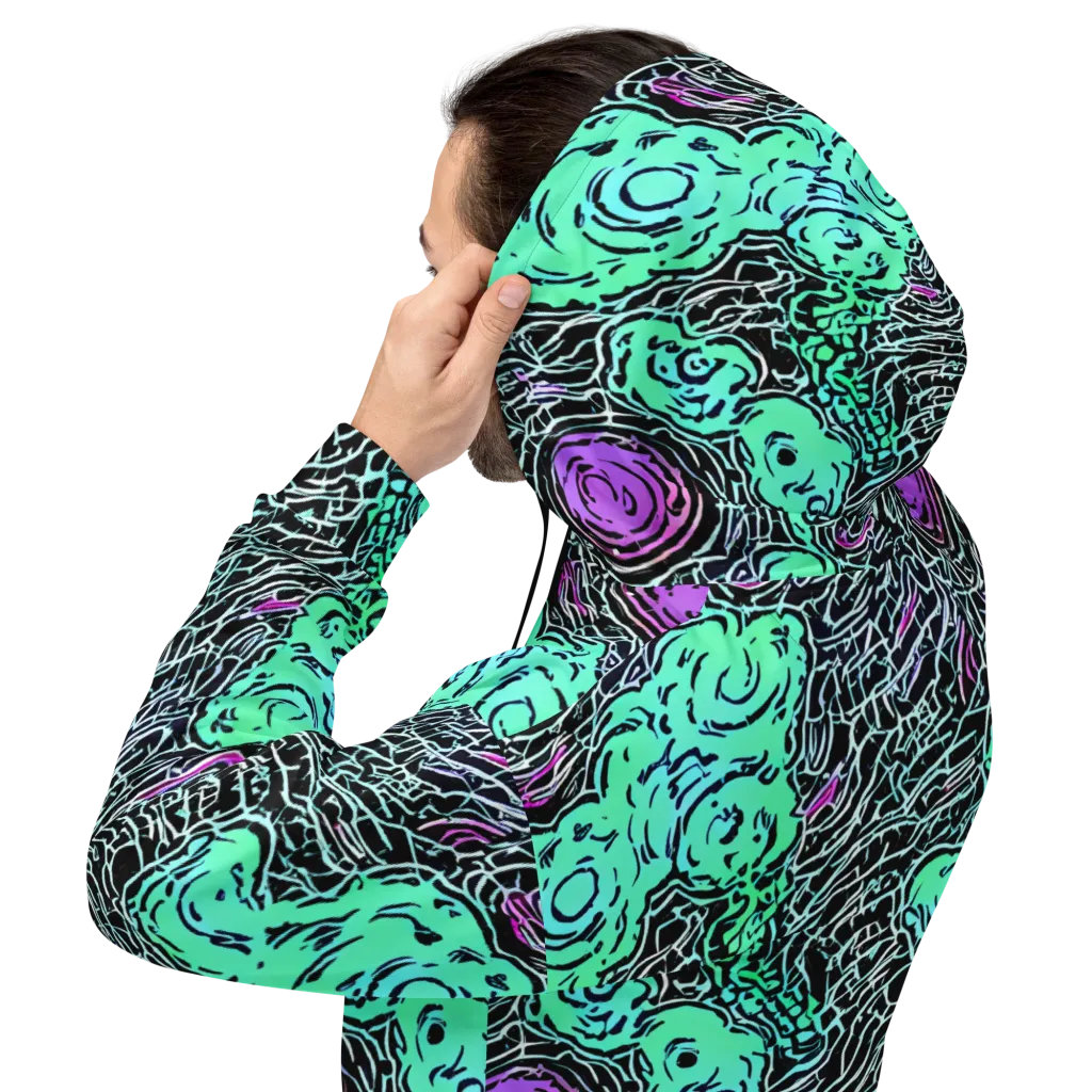 Neon Bloom Static on Hoodie — Back