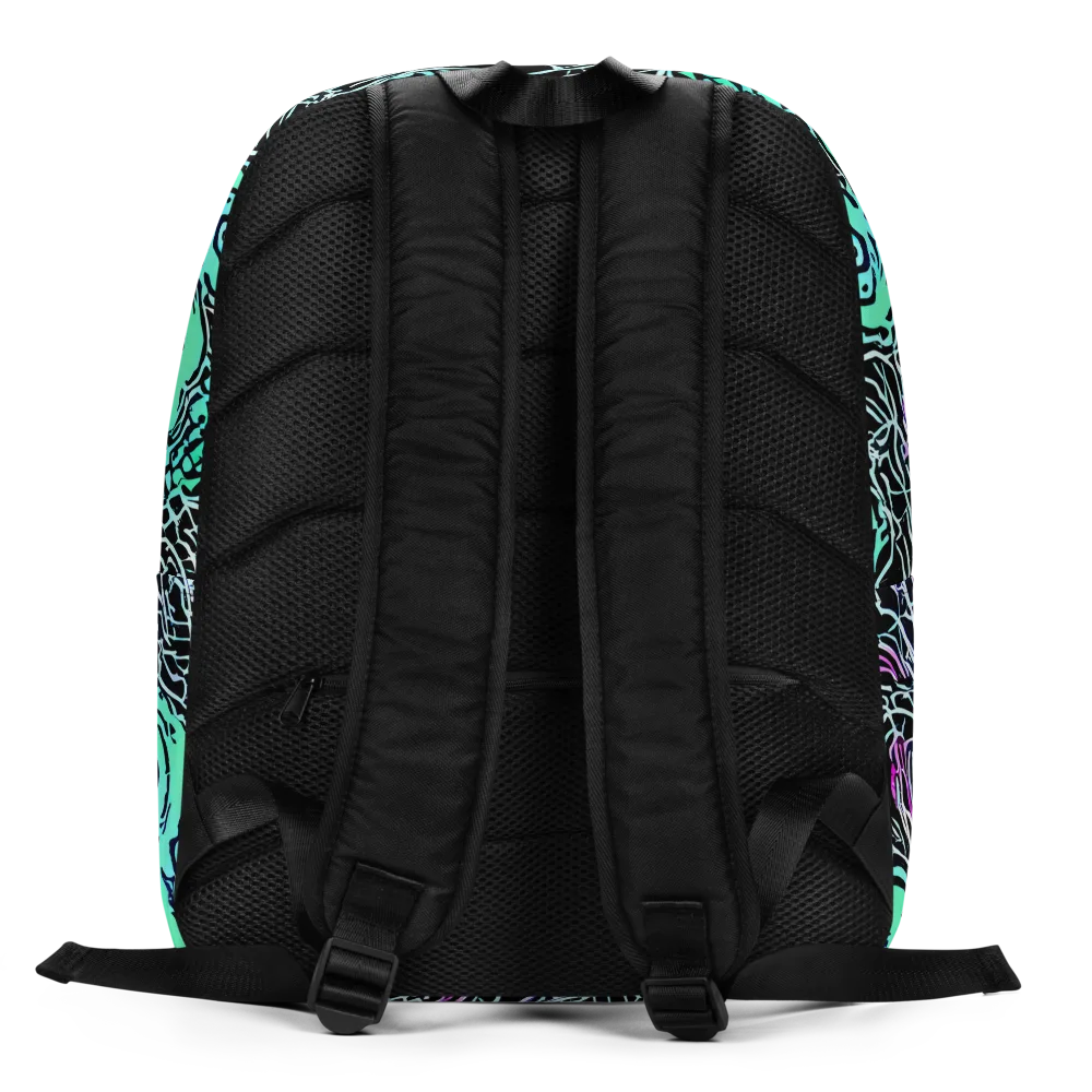 Neon Bloom Static on Minimalist Backpack — Back