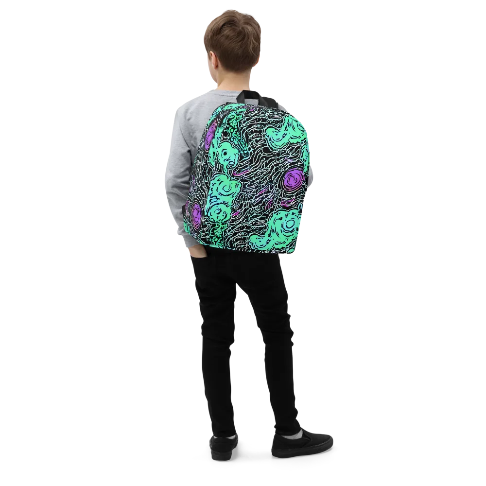 Neon Bloom Static on Minimalist Backpack — Right Front