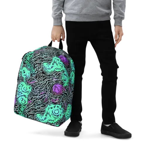 Neon Bloom Static on a Minimalist Backpack