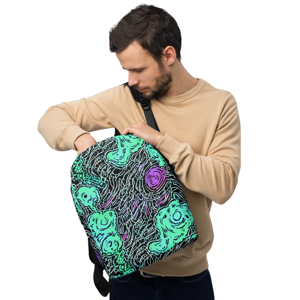 Neon Bloom Static on Minimalist Backpack — Front