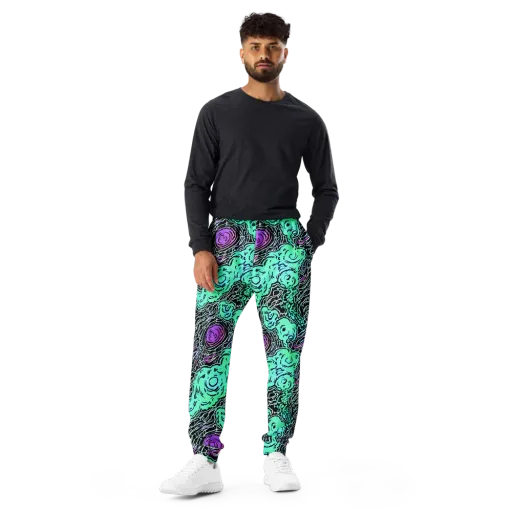 Neon Bloom Static on a Men's Joggers