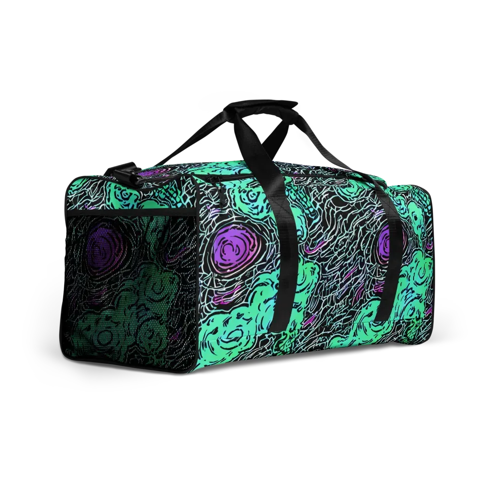 Neon Bloom Static on Duffle Bag — Right Front