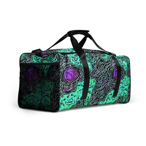 Neon Bloom Static on a Duffle Bag